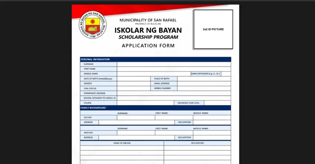 Iskolar ng Bayan Scholarship application form